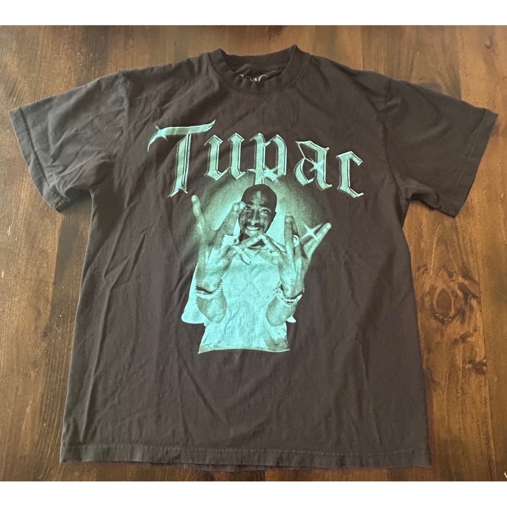 Tupac 2Pac Graphic T-Shirt Mens Large Black Short Sleeve Rap Tee Hip Hop Fashion
